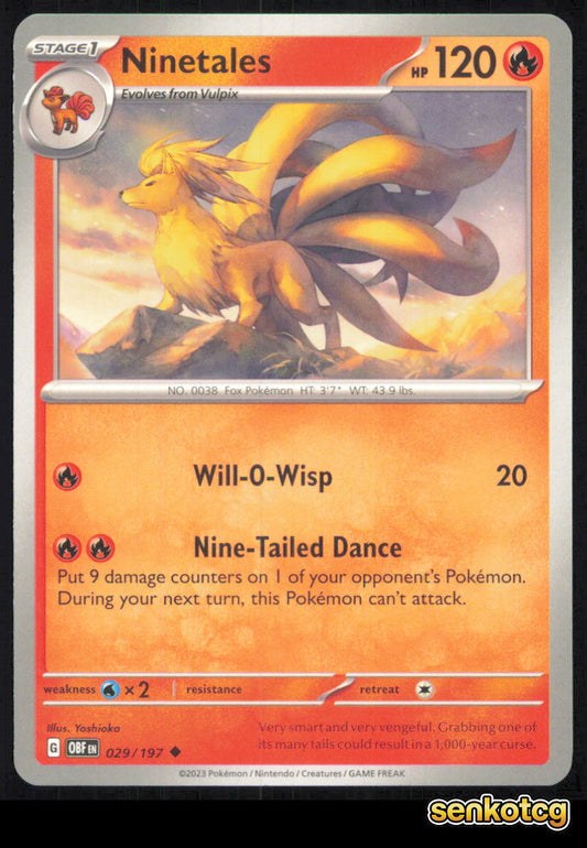 🎴 Ninetales 029/197 Uncommon Obsidian Flames NM