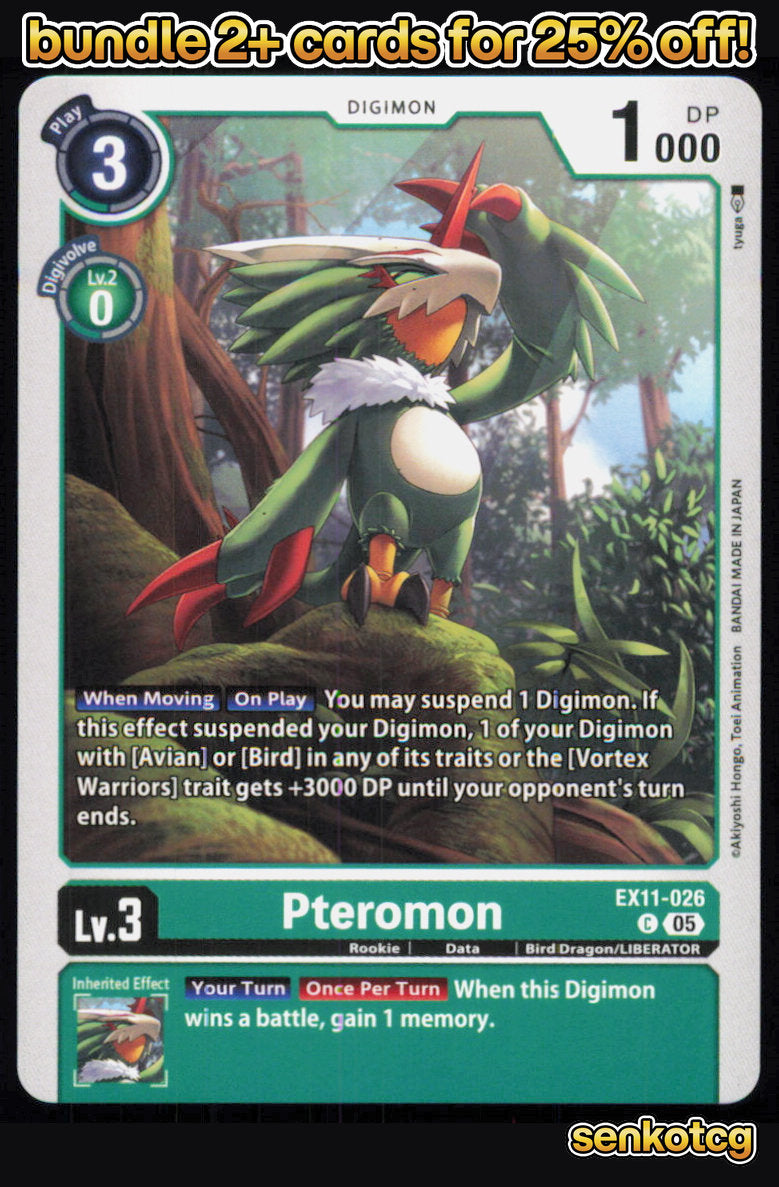 🎴 Pteromon EX11-026 C Common Dawn of Liberator NM