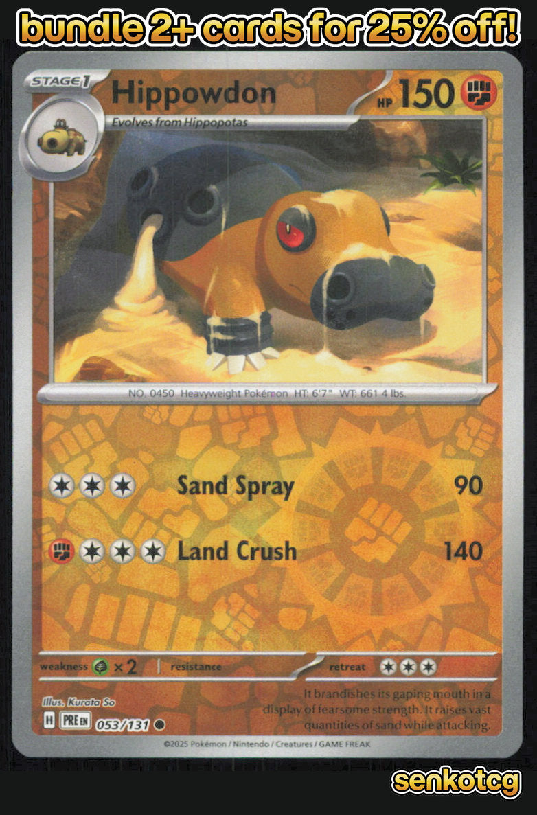 🎴 Hippowdon 053/131 Common Reverse Holo Prismatic Evolutions NM 🎨 So