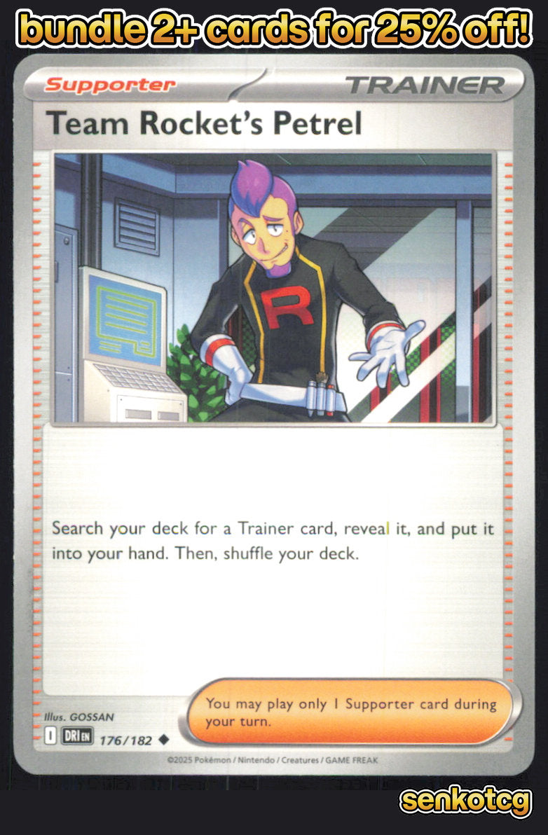 🎴 Team Rocket's Petrel 176/182 Uncommon Destined Rivals NM