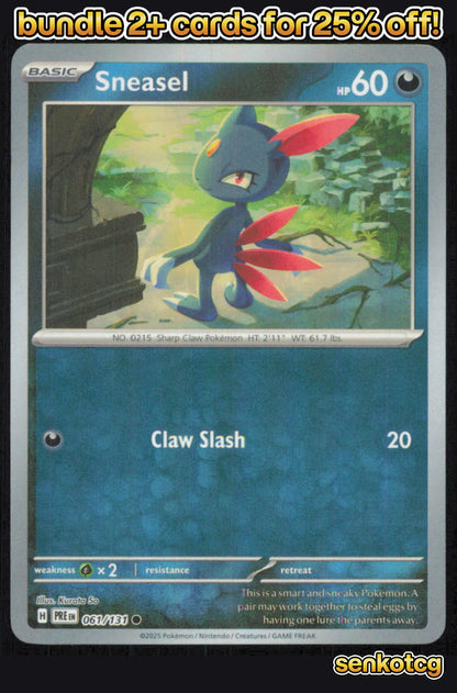 🎴 Sneasel (Master Ball Pattern) 061/131 Holo Prismatic Evolutions NM 🎨 So