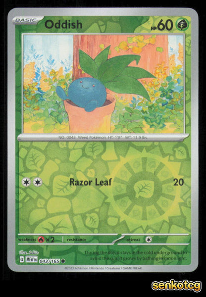 🎴 Oddish 043/165 Reverse Holo 151 NM 🎨 Sekio