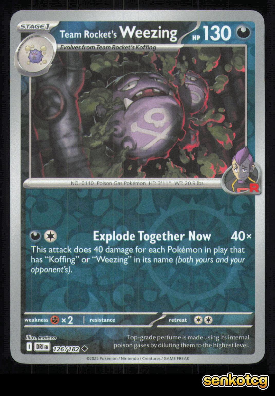 🎴 Team Rocket's Weezing 126/182 Reverse Holo Destined Rivals NM 🎨 matazo