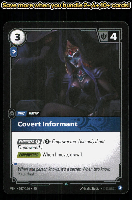 🎴 Covert Informant 057/166 Uncommon Vendetta NM 🎨 Studio