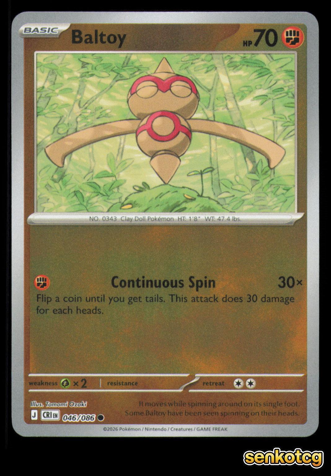 🎴 Baltoy 046/086 Reverse Holo ME04: Chaos Rising NM 🎨 Ozaki