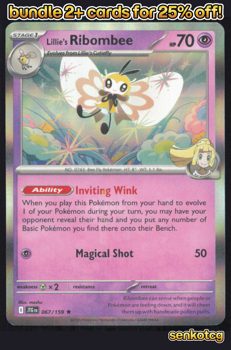 🎴 Lillie's Ribombee 067/159 Rare Holo Journey Together NM