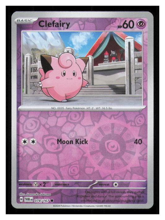 🎴 Clefairy 078/167 Reverse Holo Twilight Masquerade NM 🎨 Sakuma