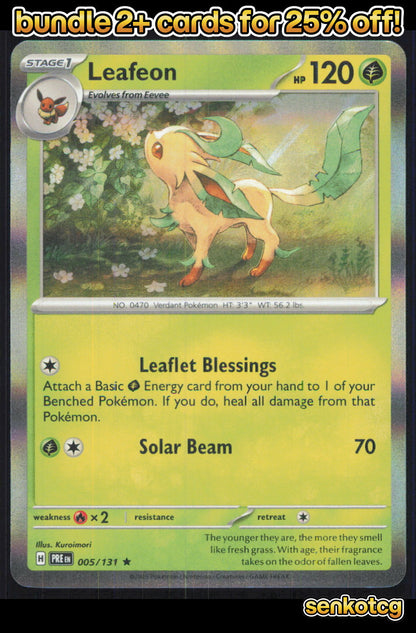 🎴 Leafeon 005/131 Rare Holo Prismatic Evolutions NM