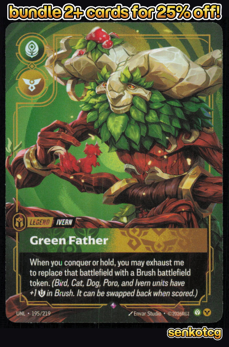 🎴 Ivern - Green Father 195/219 Rare Foil Unleashed NM