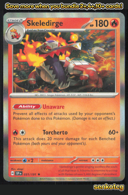 🎴 Skeledirge 031/191 Rare Holo Surging Sparks NM 🎨 akagi