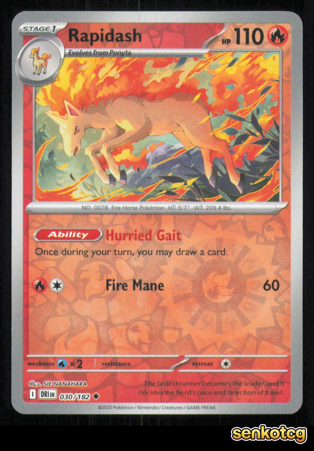 🎴 Rapidash 030/182 Reverse Holo Destined Rivals NM 🎨 NANAHARA