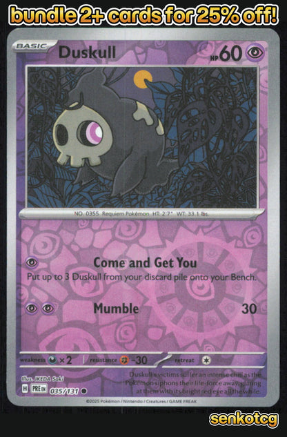 🎴 Duskull 035/131 Common Reverse Holo Prismatic Evolutions NM 🎨 Saki