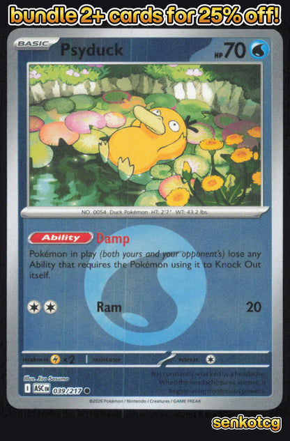 🎴 Psyduck (Energy Symbol) 039/217 Reverse Holo Ascended Heroes NM 🎨 REND