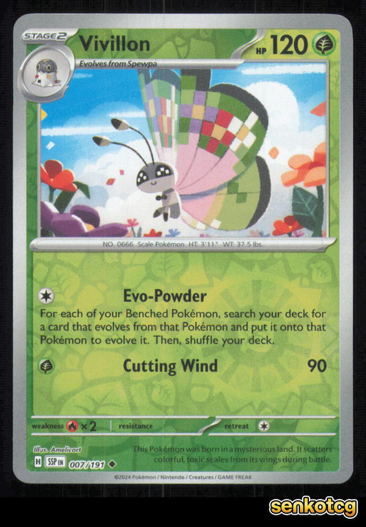 🎴 Vivillon 007/191 Reverse Holo Surging Sparks NM 🎨 Amelicart