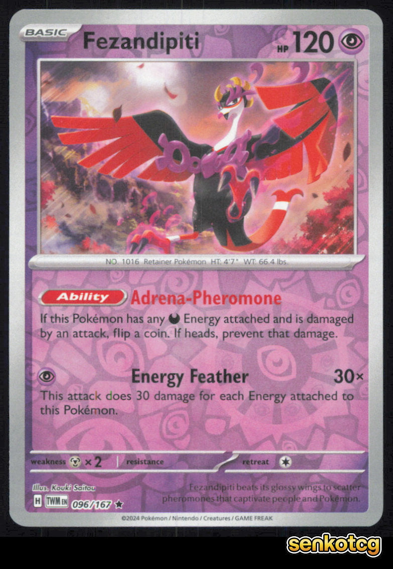 🎴 Fezandipiti 096/167 Rare Reverse Holo Twilight Masquerade NM