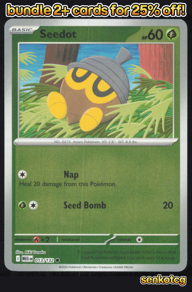 🎴 Seedot 013/132 Common Reverse Holo Mega Evolution NM