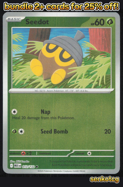 🎴 Seedot 013/132 Common Reverse Holo Mega Evolution NM