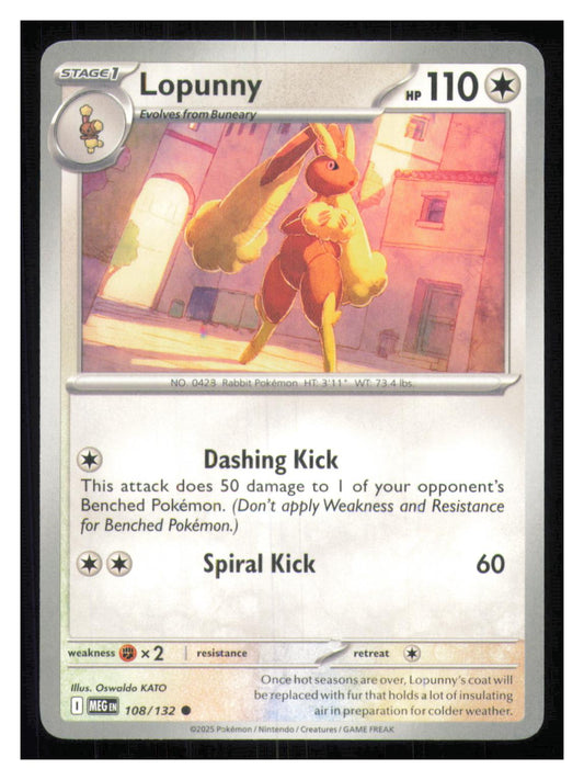 🎴 Lopunny 108/132 Common Mega Evolution NM