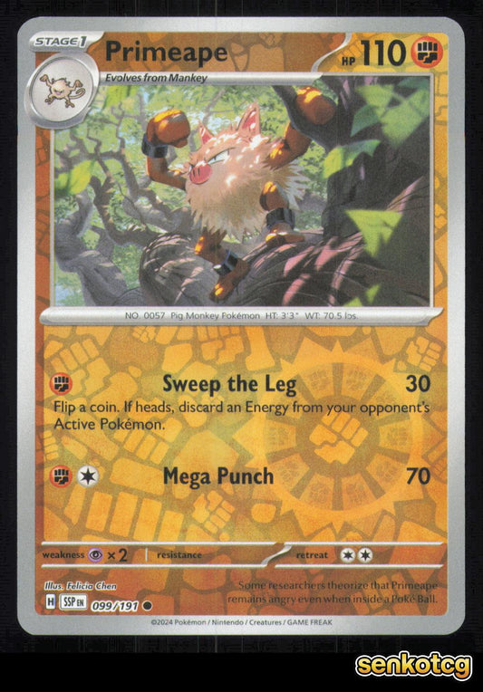 🎴 Primeape 099/191 Reverse Holo Surging Sparks NM 🎨 Chen
