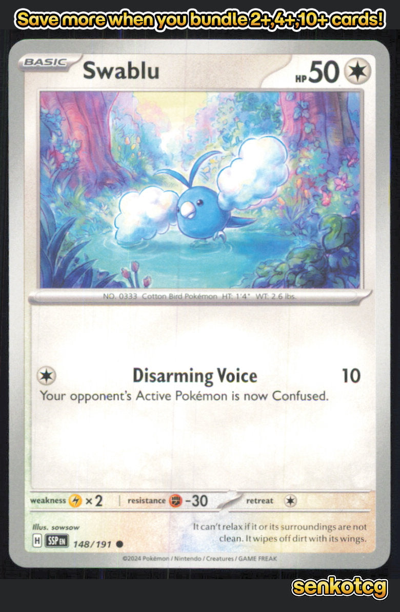 🎴 Swablu 148/191 Common Surging Sparks NM 🎨 sowsow