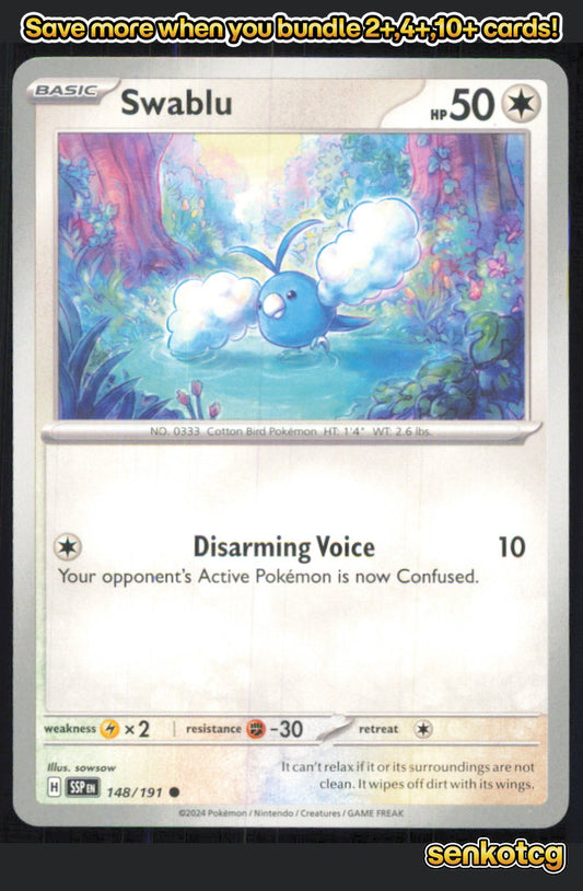 🎴 Swablu 148/191 Common Surging Sparks NM 🎨 sowsow