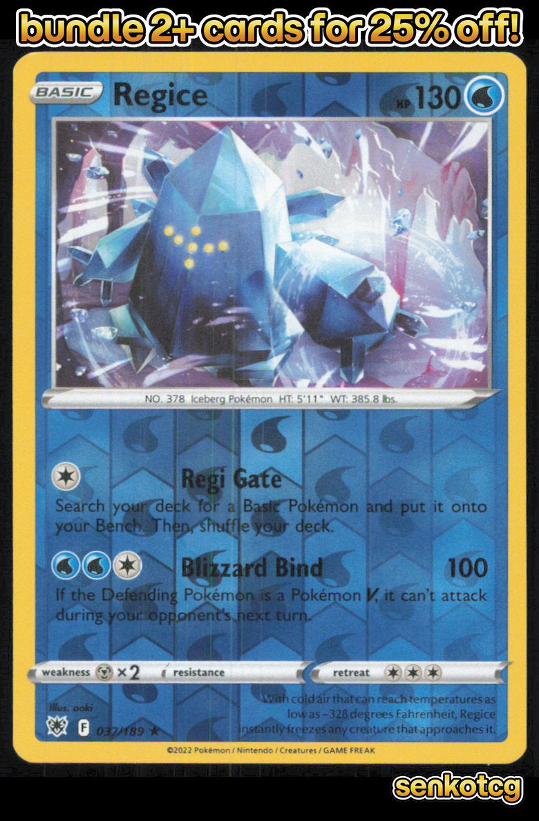 🎴 Regice 037/189 Rare Reverse Holo Astral Radiance NM
