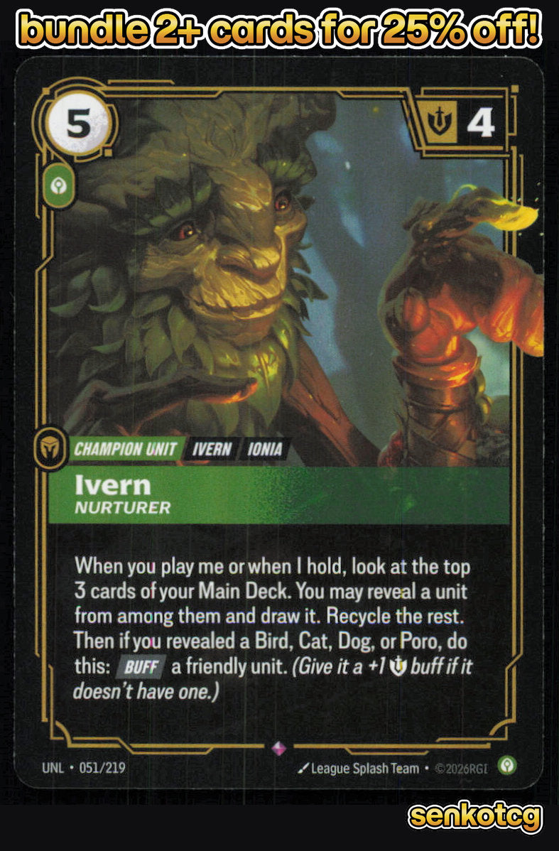 🎴 Ivern - Nurturer 051/219 Rare Foil Unleashed NM