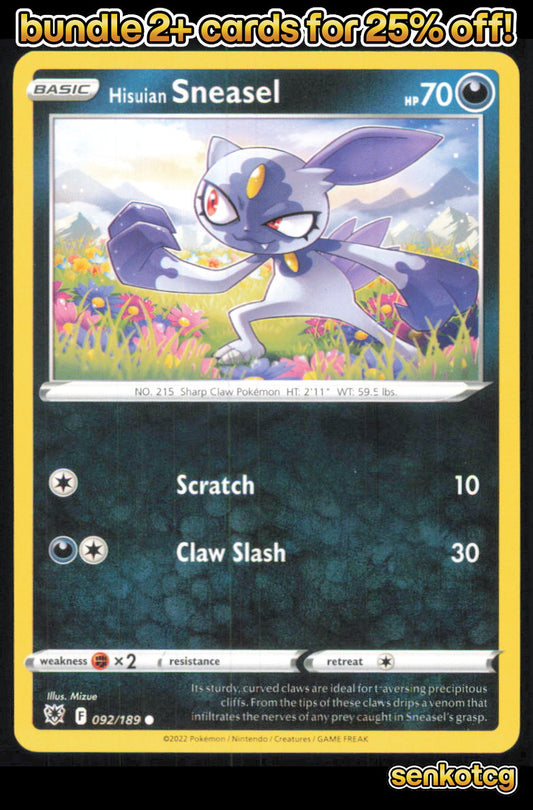 🎴 Hisuian Sneasel 092/189 Common Astral Radiance NM