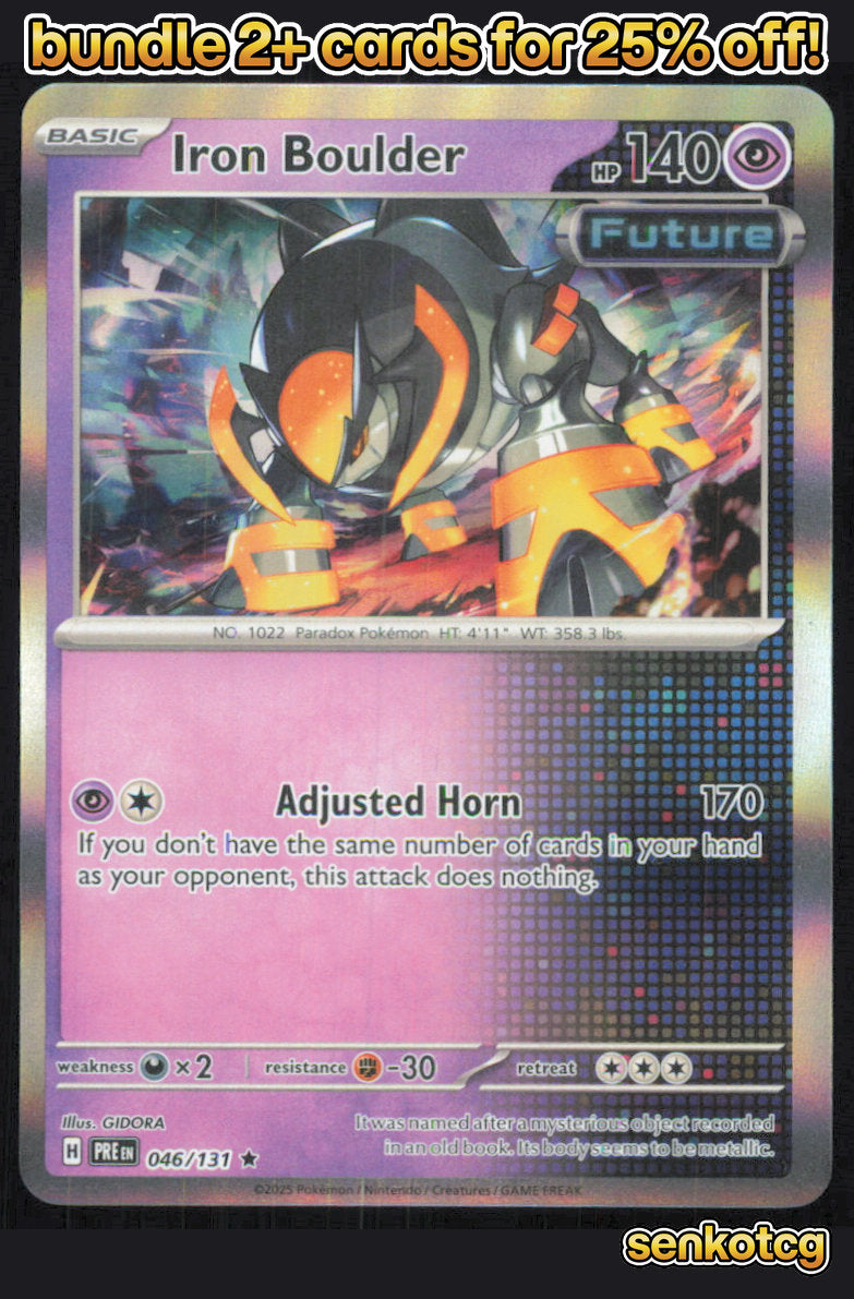 🎴 Iron Boulder 046/131 Rare Holo Prismatic Evolutions NM 🎨 GIDORA
