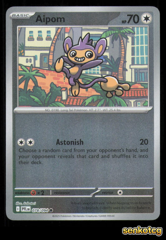🎴 Aipom 078/094 Reverse Holo Phantasmal Flames NM 🎨 Saboteri