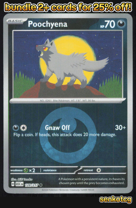 🎴 Poochyena (Energy Symbol Pattern) 128/217 Common Ascended Heroes NM