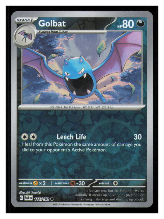🎴 Golbat 111/182 Reverse Holo Paradox Rift Pokemon NM