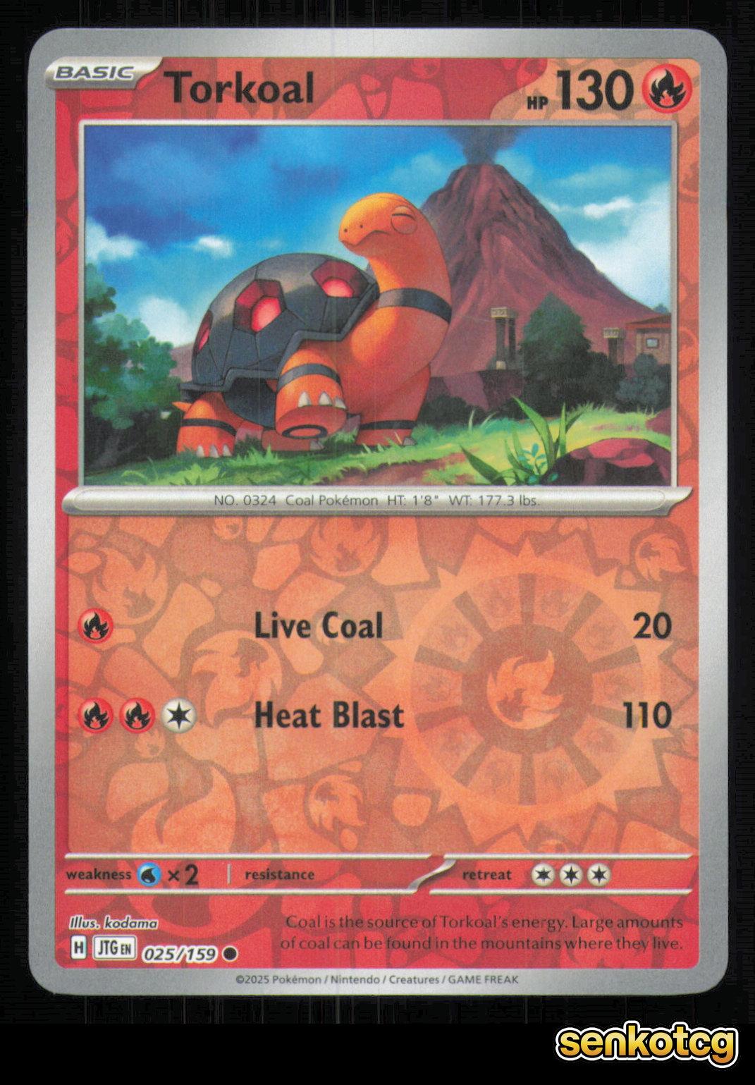 🎴 Torkoal 025/159 Reverse Holo Journey Together NM 🎨 kodama