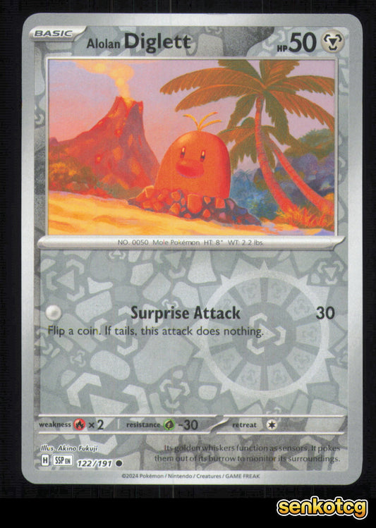 🎴 Alolan Diglett 122/191 Reverse Holo Surging Sparks NM 🎨 Fukuji