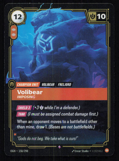 🎴 Volibear Imposing 158/298 Rare Foil OGN Origins NM