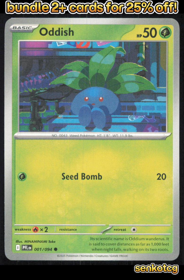 🎴 Oddish 001/094 Common Phantasmal Flames NM