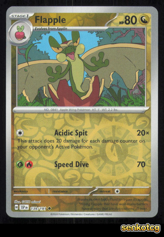 🎴 Flapple 139/191 Reverse Holo Surging Sparks NM 🎨 minori
