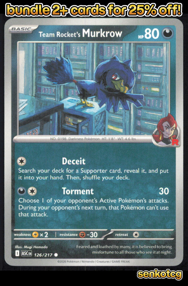 🎴 Team Rocket's Murkrow 126/217 Common ASC Ascended Heroes NM