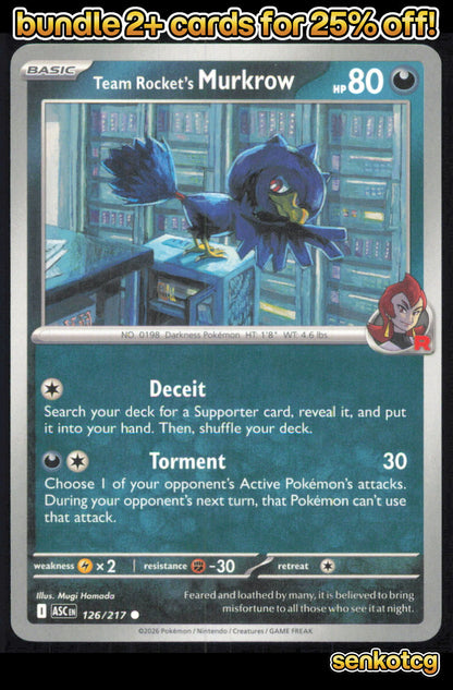 🎴 Team Rocket's Murkrow 126/217 Common ASC Ascended Heroes NM