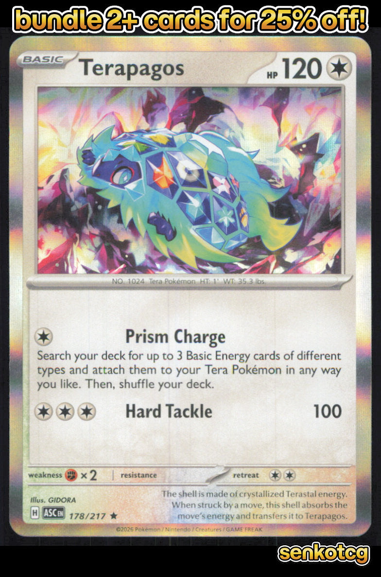 🎴 Terapagos 178/217 Rare Holo ASC Ascended Heroes NM