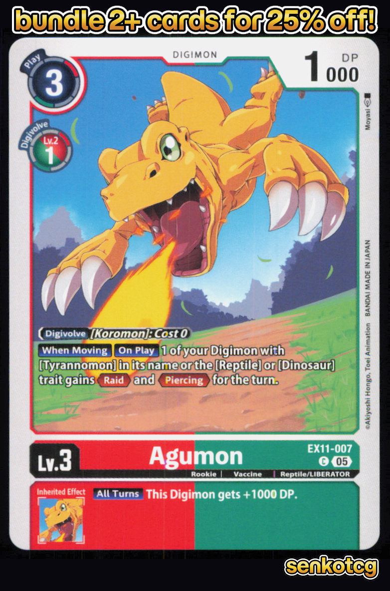 🎴 Agumon EX11-007 C Common Dawn of Liberator NM