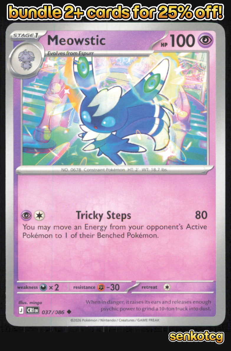 🎴 Meowstic 037/086 Uncommon Chaos Rising NM 🎨 mingo
