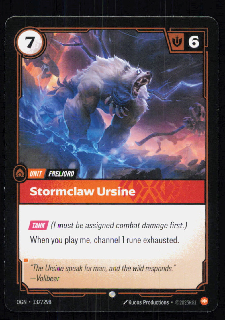 🎴 Stormclaw Ursine 137/298 Common OGN Origins NM