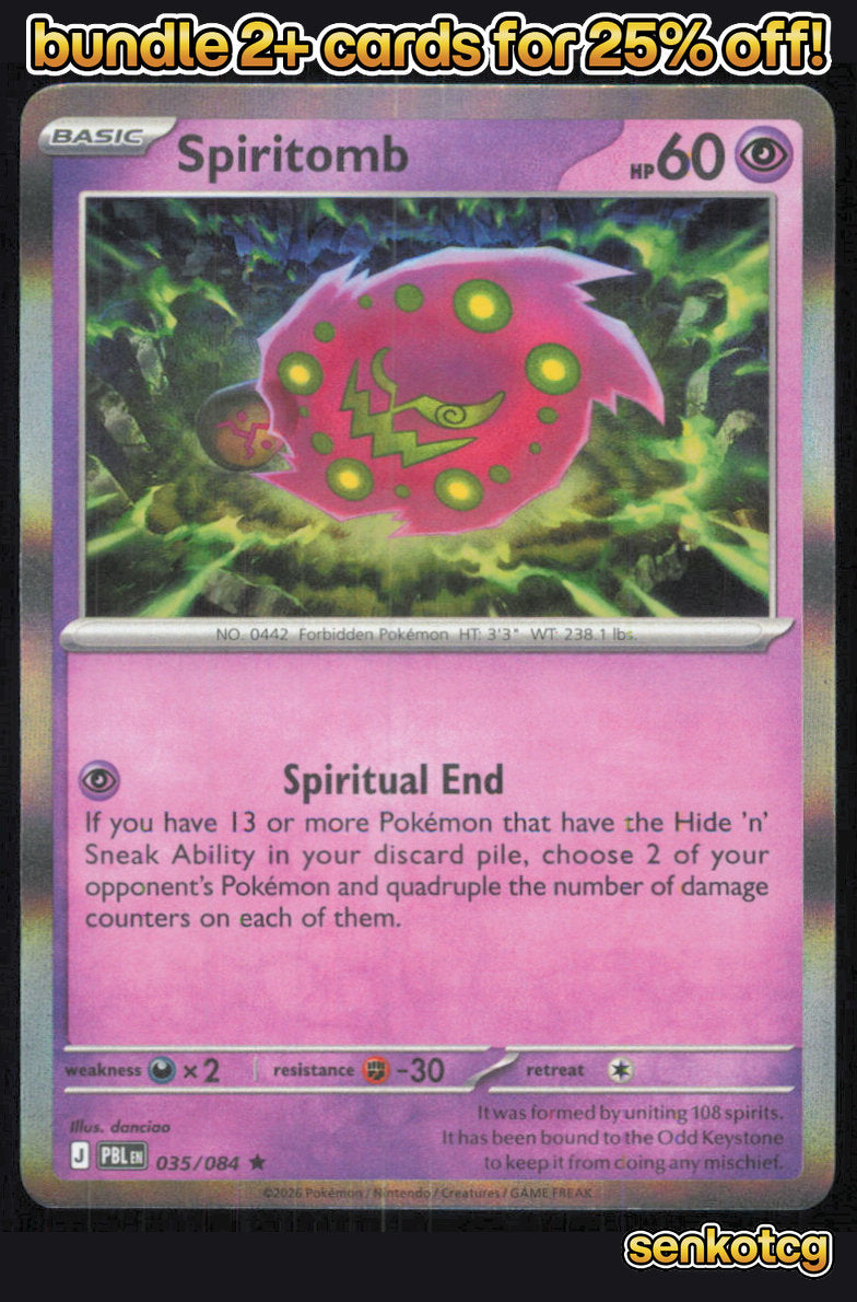 🎴 Spiritomb 035/084 Rare Holo Pitch Black NM 🎨 danciao