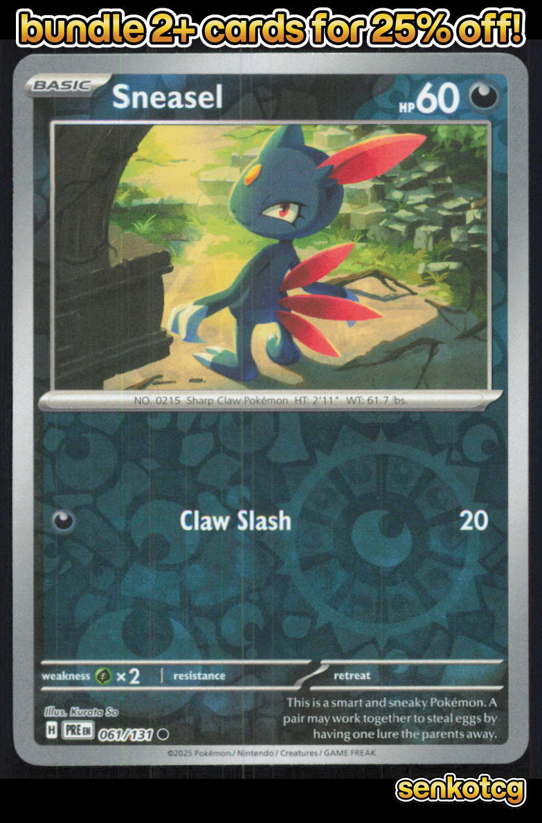 🎴 Sneasel 061/131 Common Reverse Holo Prismatic Evolutions NM
