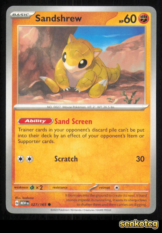 🎴 Sandshrew 027/165 151 NM 🎨 kodama
