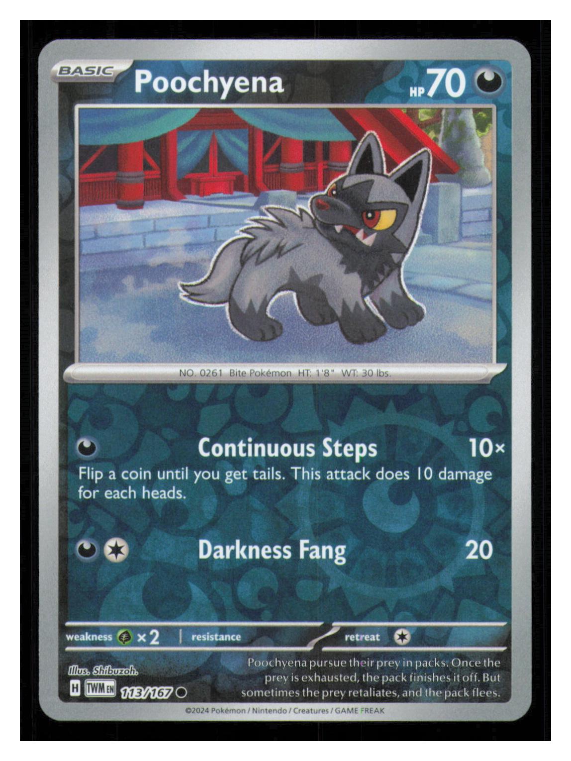 🎴 Poochyena 113/167 Reverse Holo Twilight Masquerade NM 🎨 Shibuzoh.
