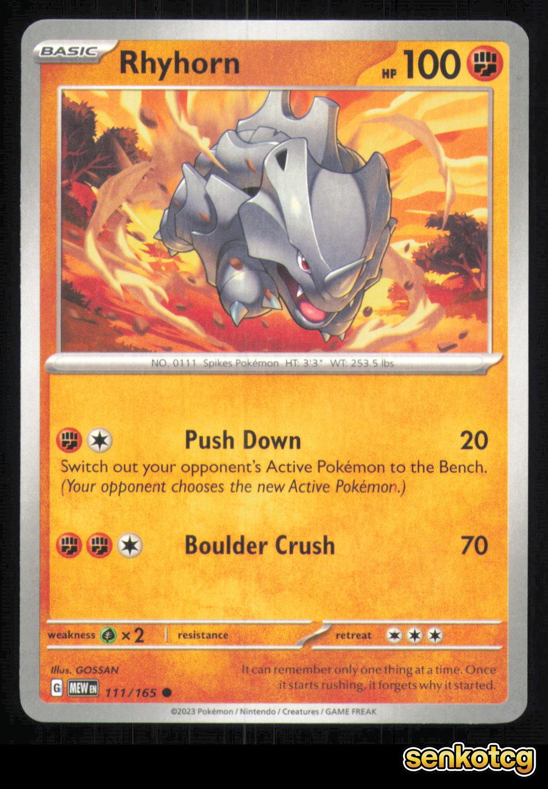 🎴 Rhyhorn 111/165 151 NM 🎨 GOSSAN