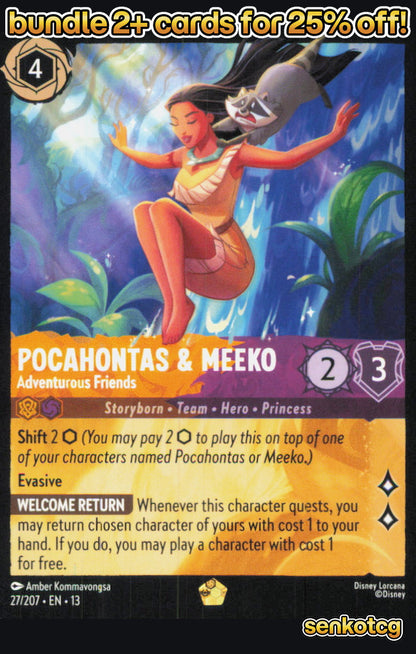 🎴 Pocahontas & Meeko - Adventurous Friends 27/204 Attack of the Vine! NM