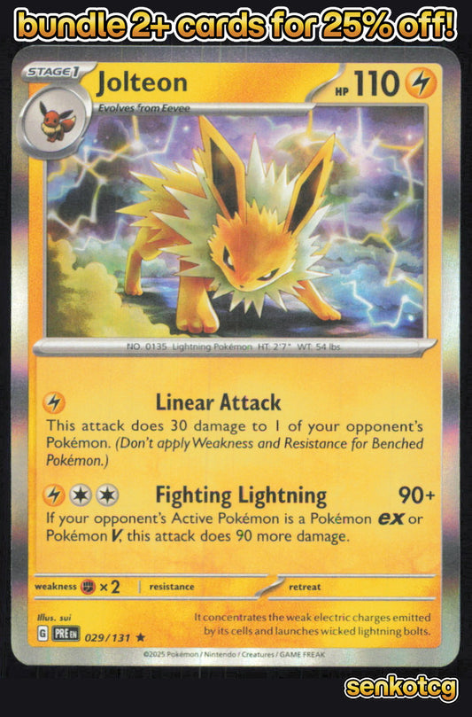 🎴 Jolteon 029/131 Rare Holo Prismatic Evolutions NM 🎨 sui